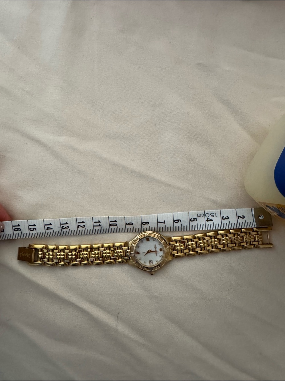 Yves Saint Laurent Gold and White Women's Bracelet Watch with Crystal Markers - Picture 7 of 7